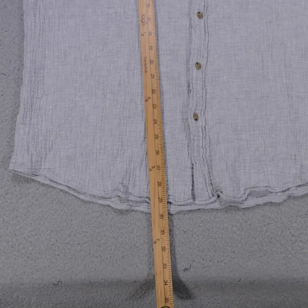 J.Crew Short Sleeve Gauze Shirt Mens XL Grey Textured Button Up